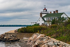 Nayatt Point Lighthouse Along Rhode Island Rocky Shore
